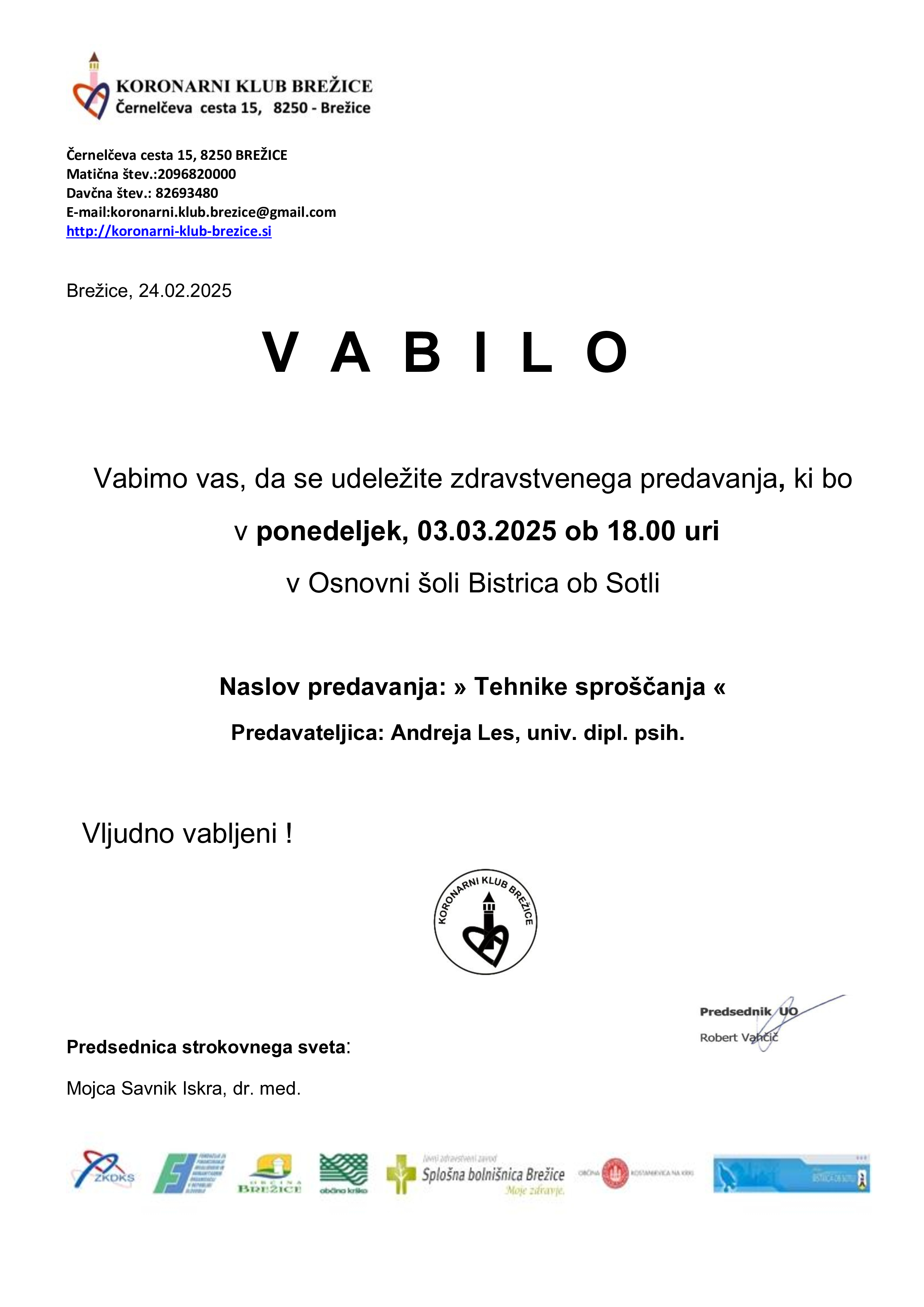 Vabilo predavanje - 03.03.2025